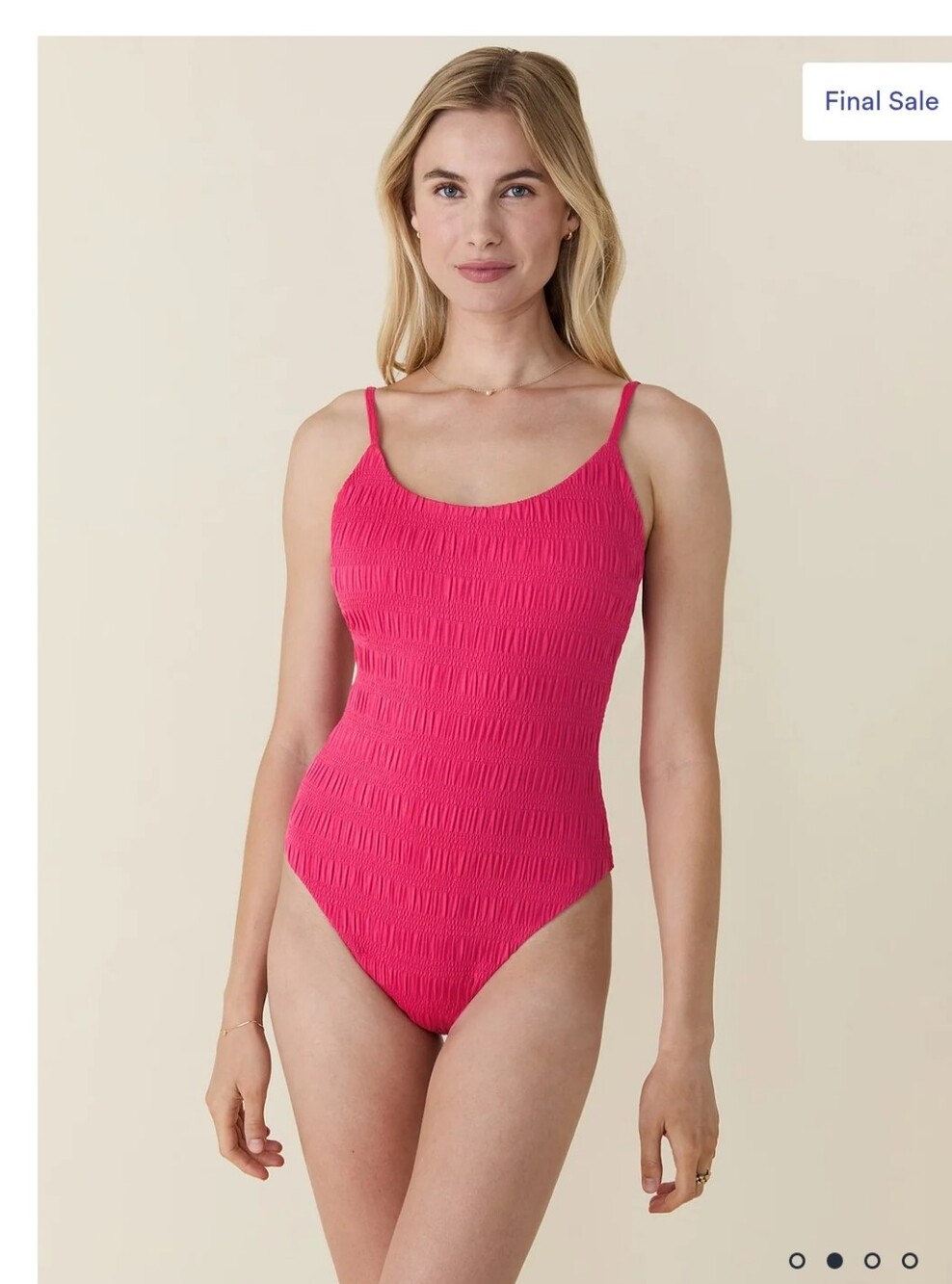 Women’s NWT Pink Smocked One-Piece Swimsuit